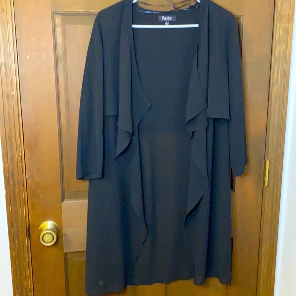 Long Black Sheet Cardigan 3/4 Sleeve